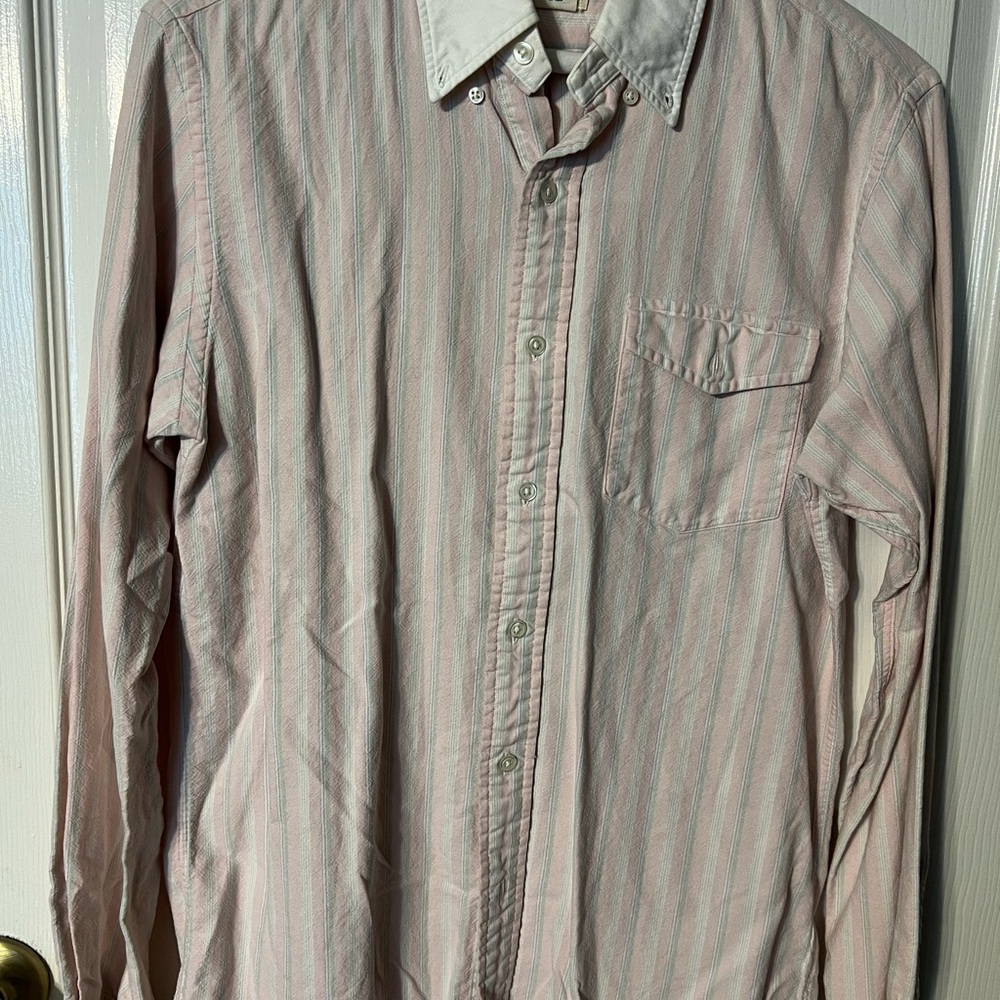 Vintage Rugby Ralph Lauren Pink & White Dress Shirt Classic Pinstripe